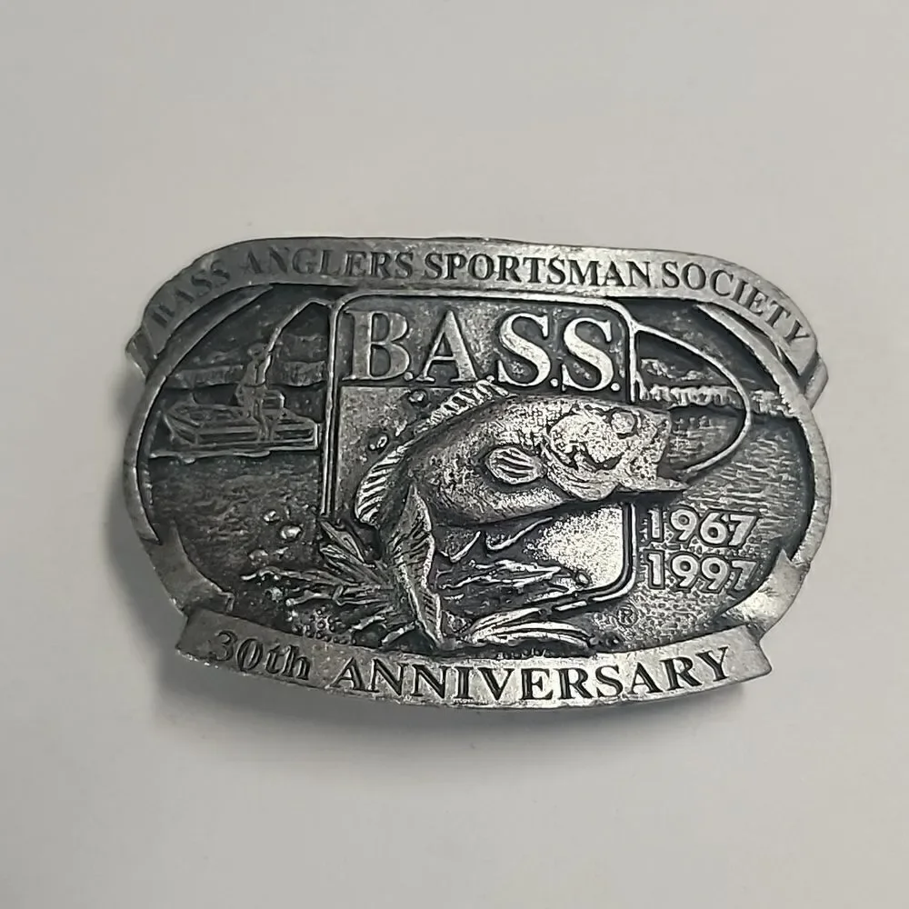 1997 BASS Bass Anglers Sportsman Society Fishing 30th anniversary belt buckle